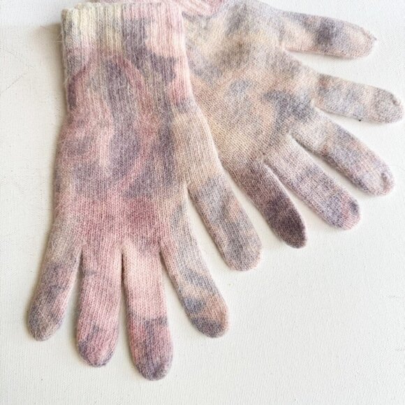 Angora Wool Blend Tie Dye Pink Purple Winter Gloves OS - Picture 1 of 5